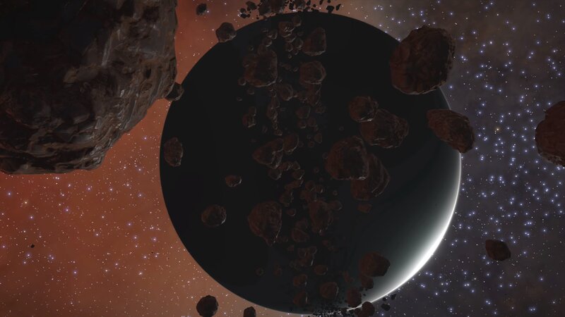 Asteroid Field in Space — Black, Cosmic