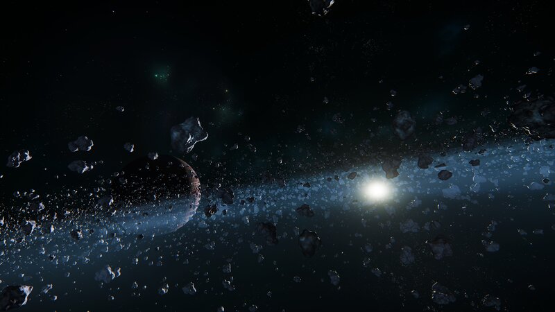 Asteroid Field in Space — Black, Dark, 3d Render