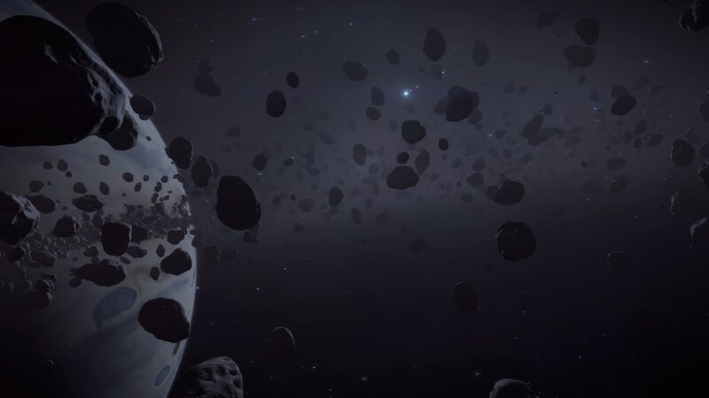 Asteroid Field in Space — Black, Dark