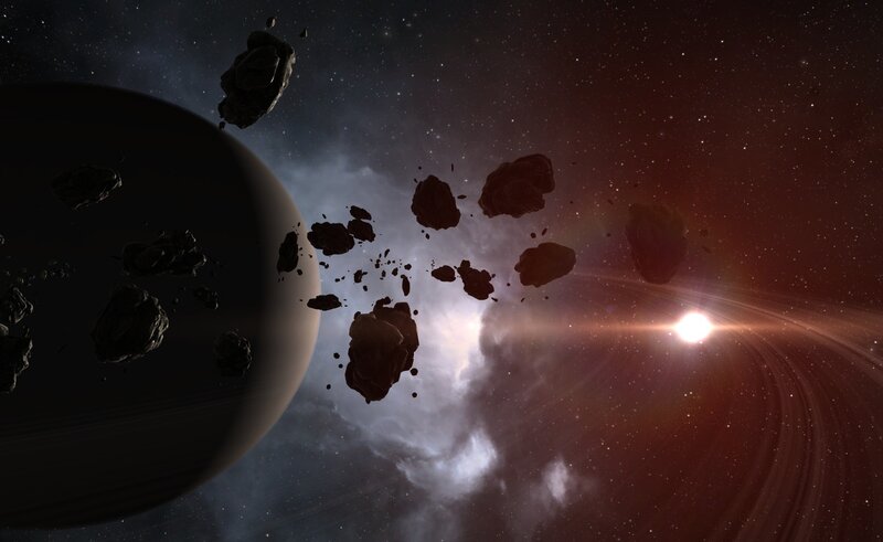 Asteroid Field in Space — Black, Dramatic, 3d Render