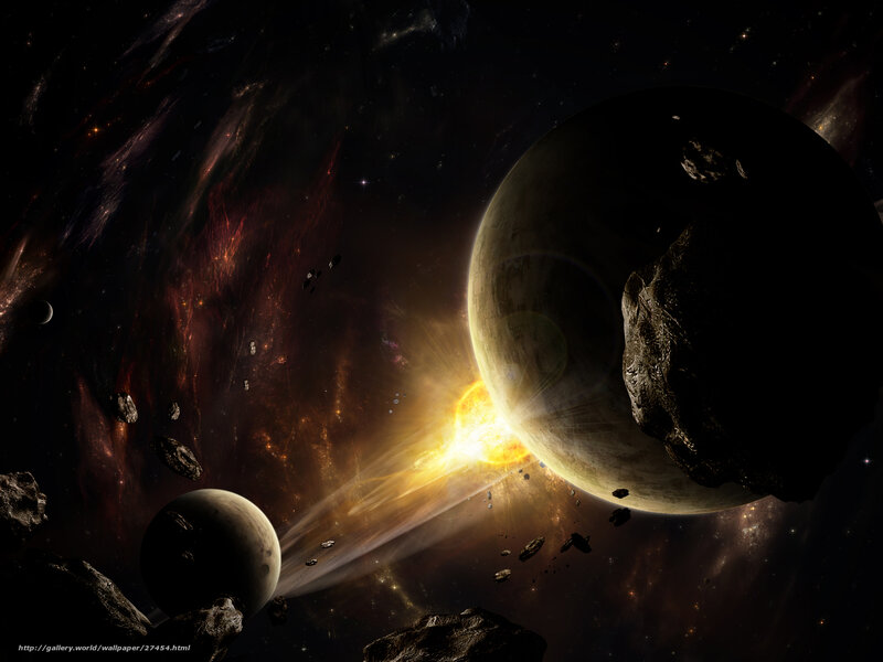 Asteroid Field in Space — Black, Dramatic, Digital Art, Planets, Stars
