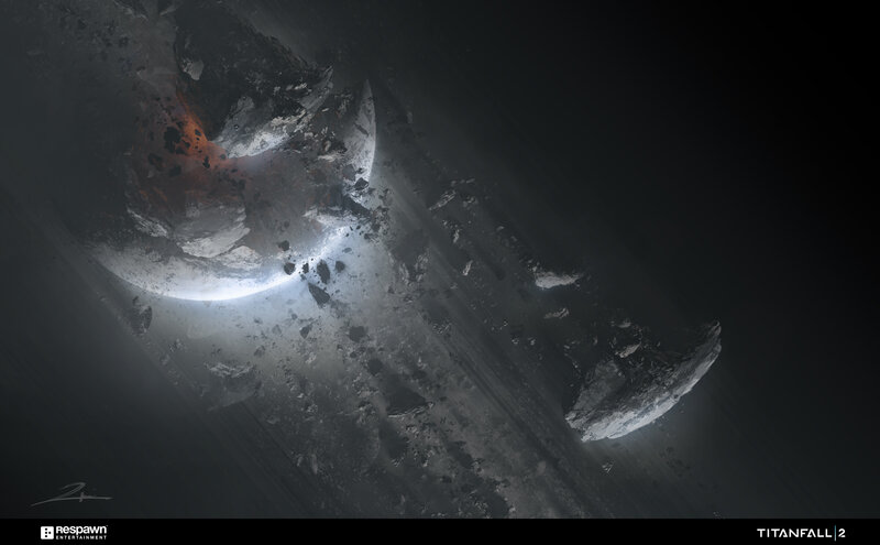Asteroid Field in Space — Black, Dramatic, Digital Art, Space Debris