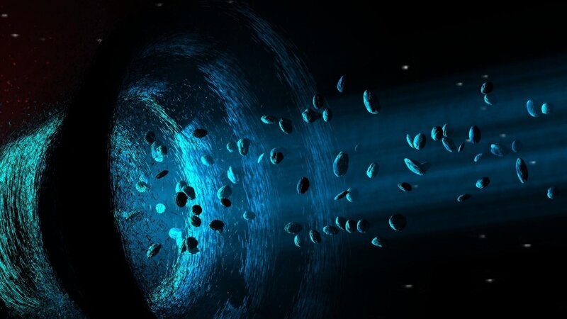 Asteroid Field in Space — Blue, Dramatic, Night, Digital Art, Asteroids