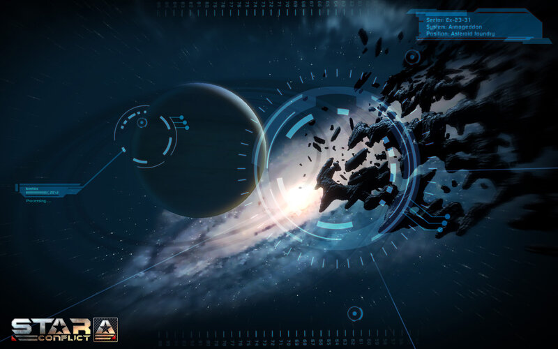 Asteroid Field in Space — Blue, Dramatic, Night, Digital Art, Planet
