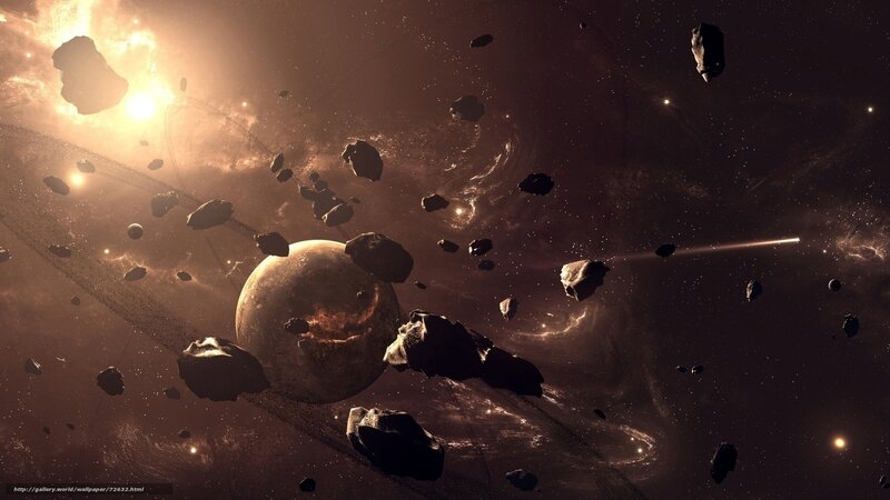 Asteroid Field in Space — Brown