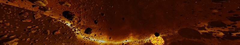 Asteroid Field in Space — Orange, Dramatic, Digital Art, Asteroids