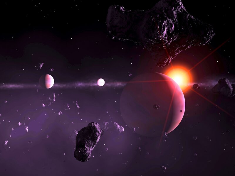 Asteroid Field in Space — Purple