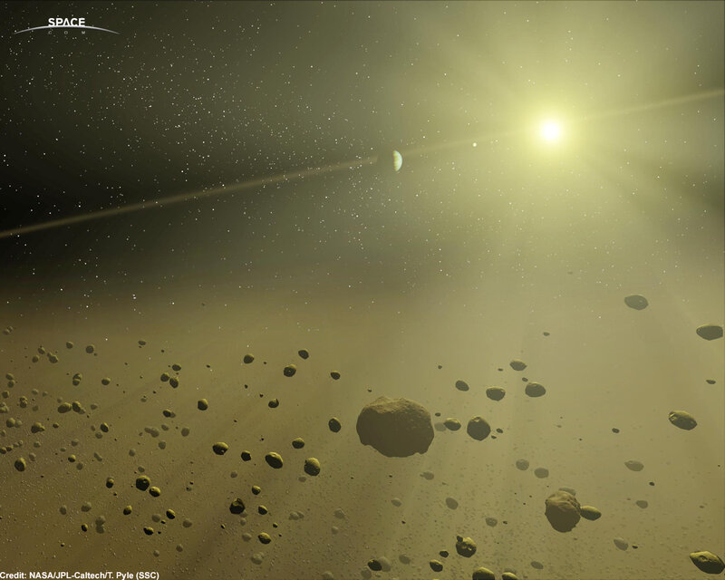 Asteroid Field in Space — Yellow, Dramatic