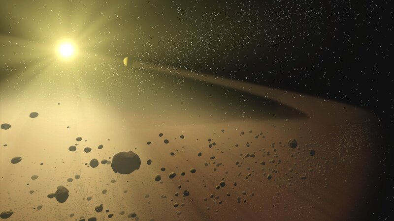 asteroid field near a star