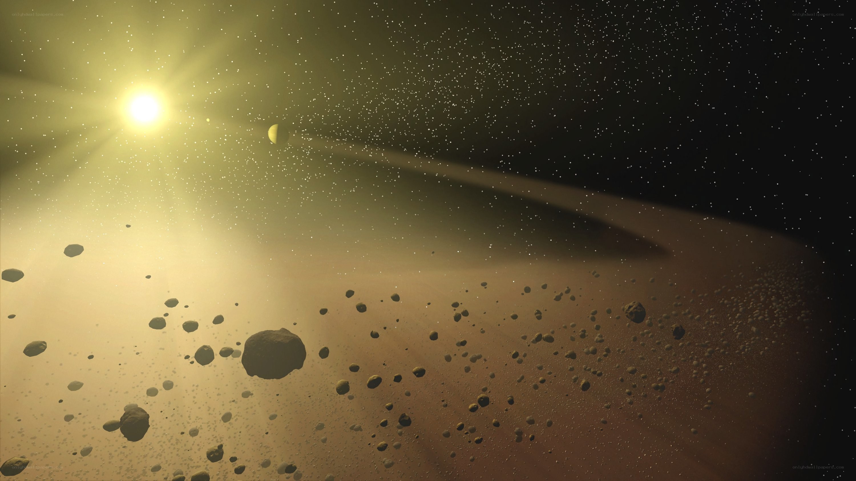 asteroid field near a star