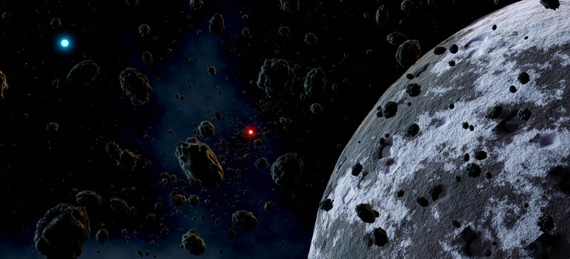 Asteroid Field Near Planet — Black