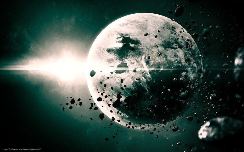 asteroid field near planet