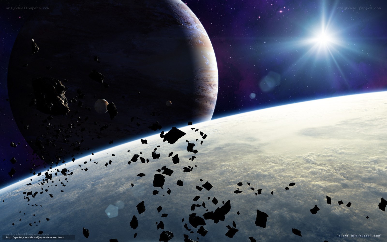 Asteroid field near planets
