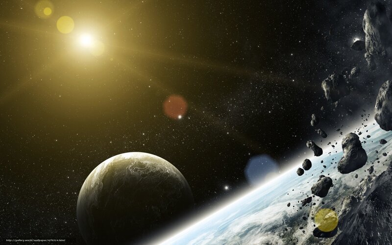 Asteroid Field Near Planets — Black, Dramatic
