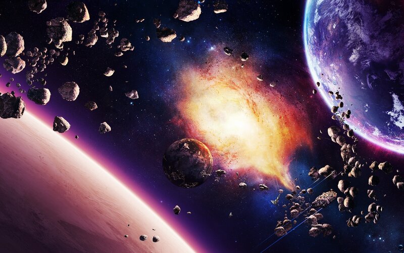 Asteroid field near planets