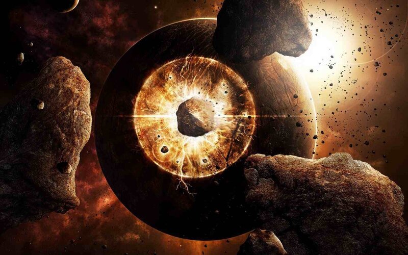 Asteroid Field with Explosion
