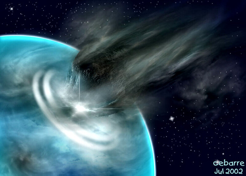 Asteroid Hitting Planet
