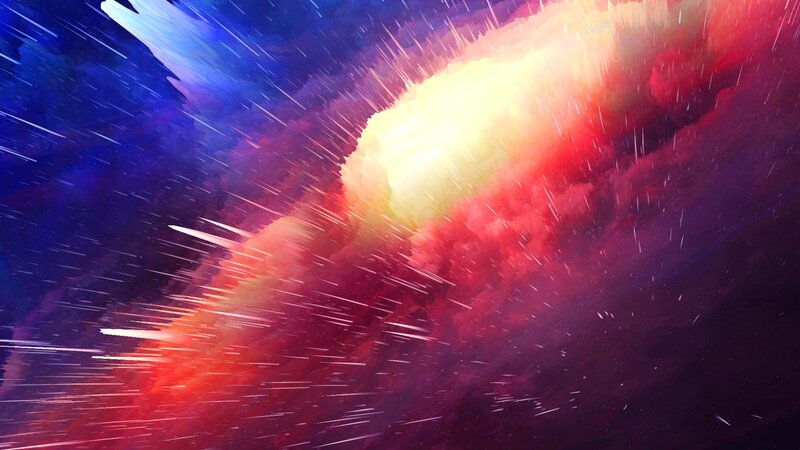 Asteroid Impact in Space — Red