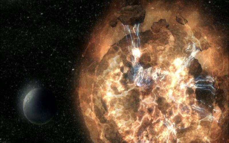 Asteroid impact on a planet
