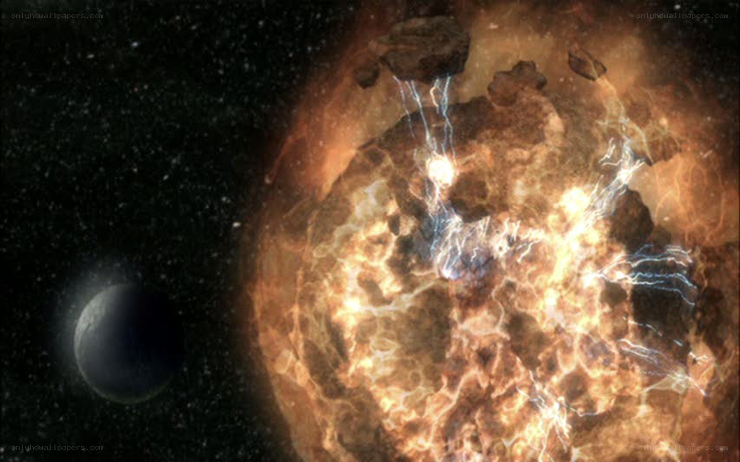 Asteroid impact on a planet