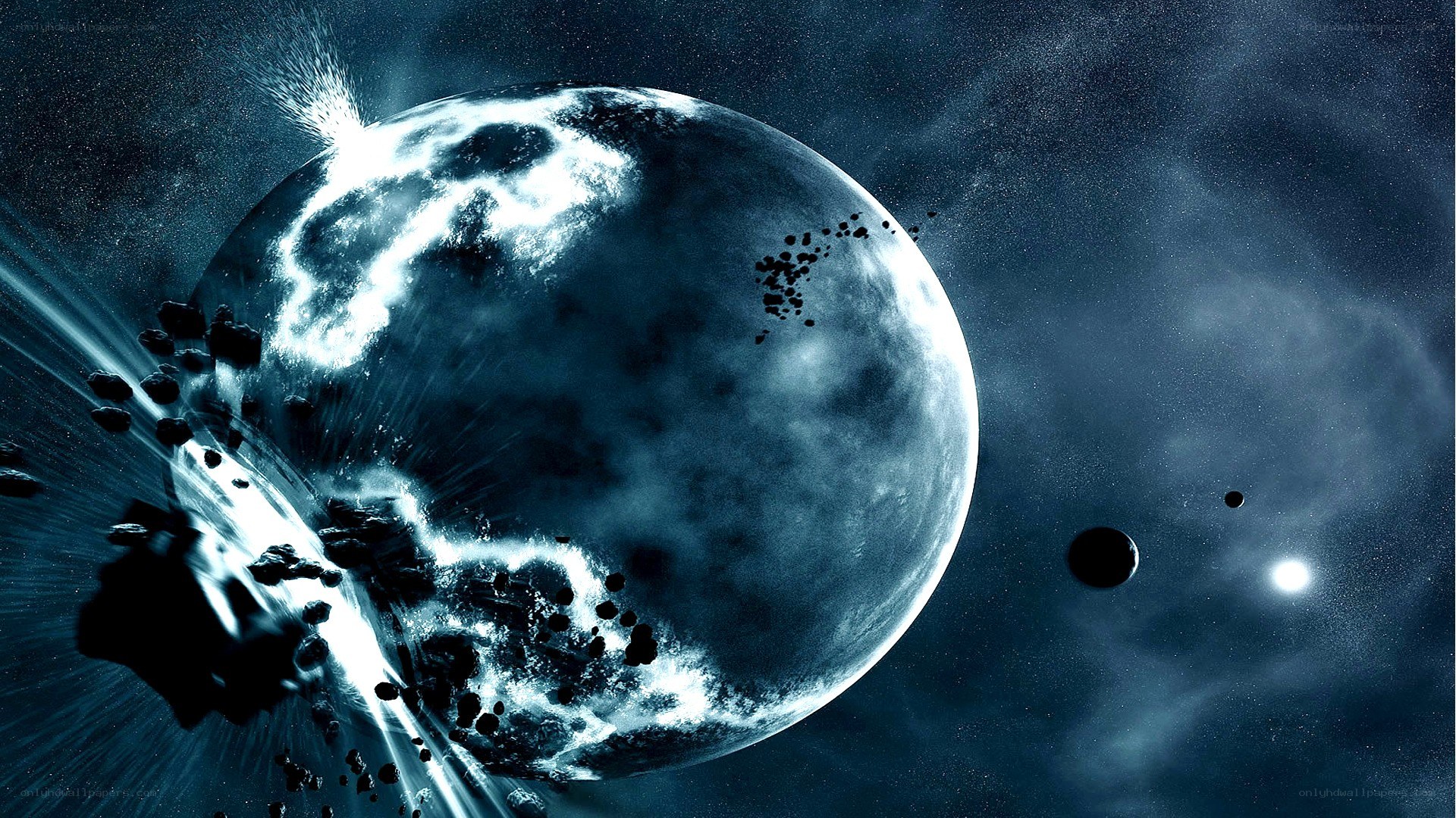 Asteroid impact on a planet