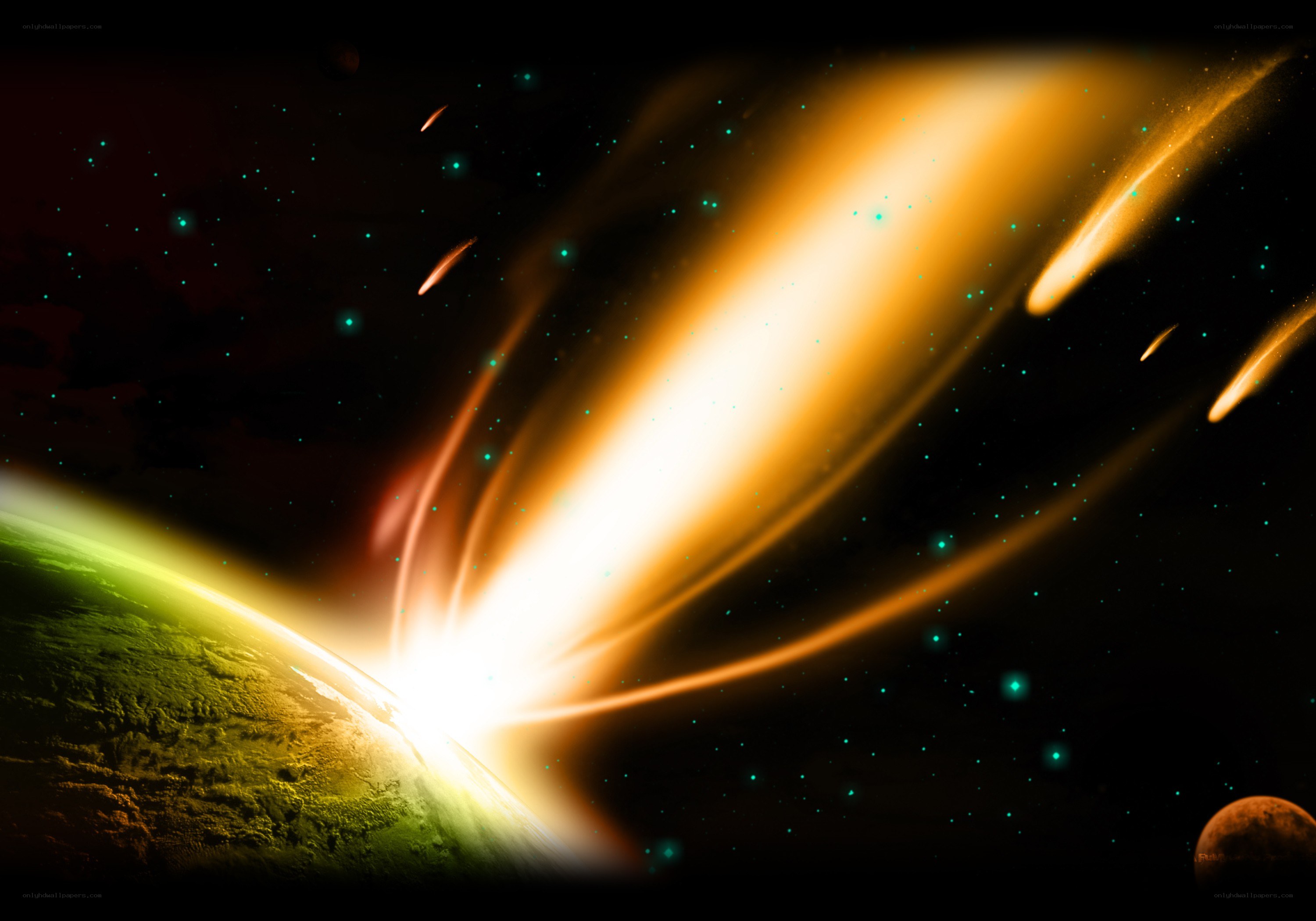 Asteroid impact on planet