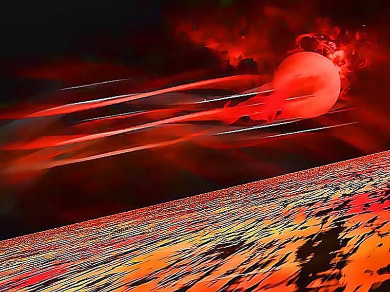 Asteroid impact on planet