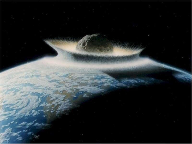 Asteroid Impacting Earth — Blue, Dramatic