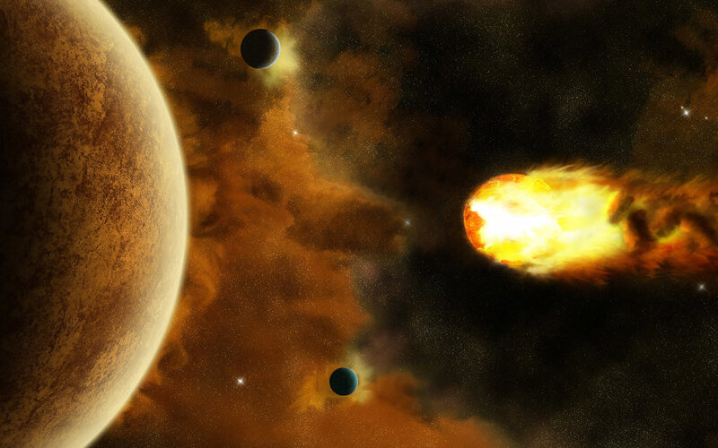 Asteroid Impacting Planet — Brown