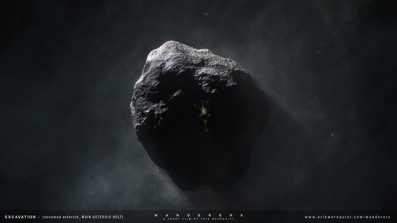 Asteroid in Space — Black, Dramatic, Night