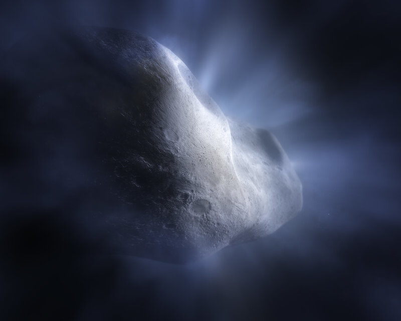Asteroid in Space — Blue, Dramatic