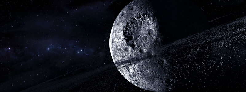 asteroid in space with rings