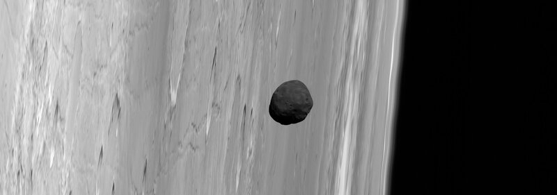Asteroid Near Planet — Gray