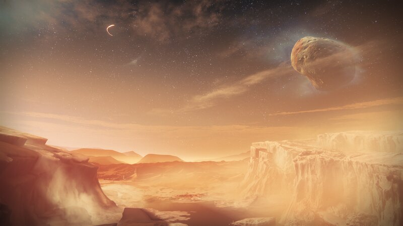 Asteroid over Alien Planet