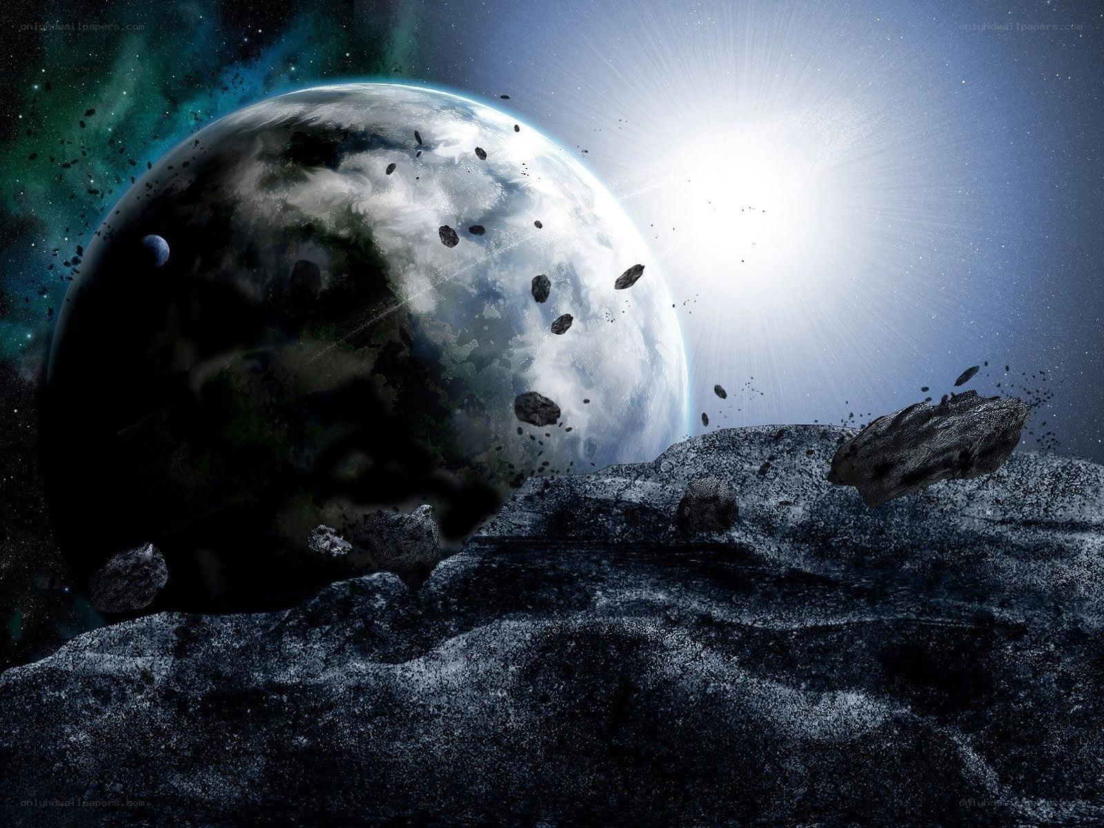 Asteroid storm near a planet