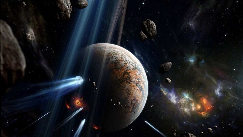 Asteroid storm near a planet