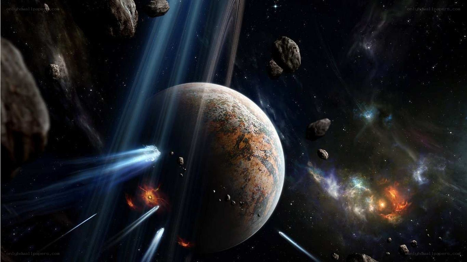 Asteroid storm near a planet