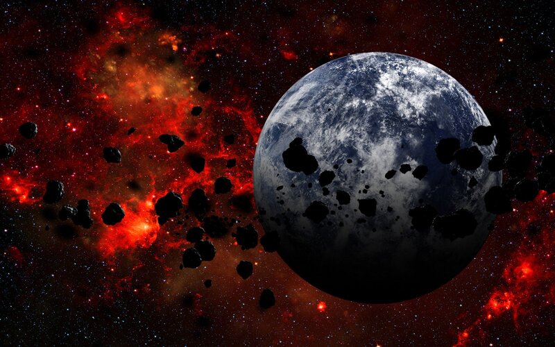 Asteroid storm near a planet