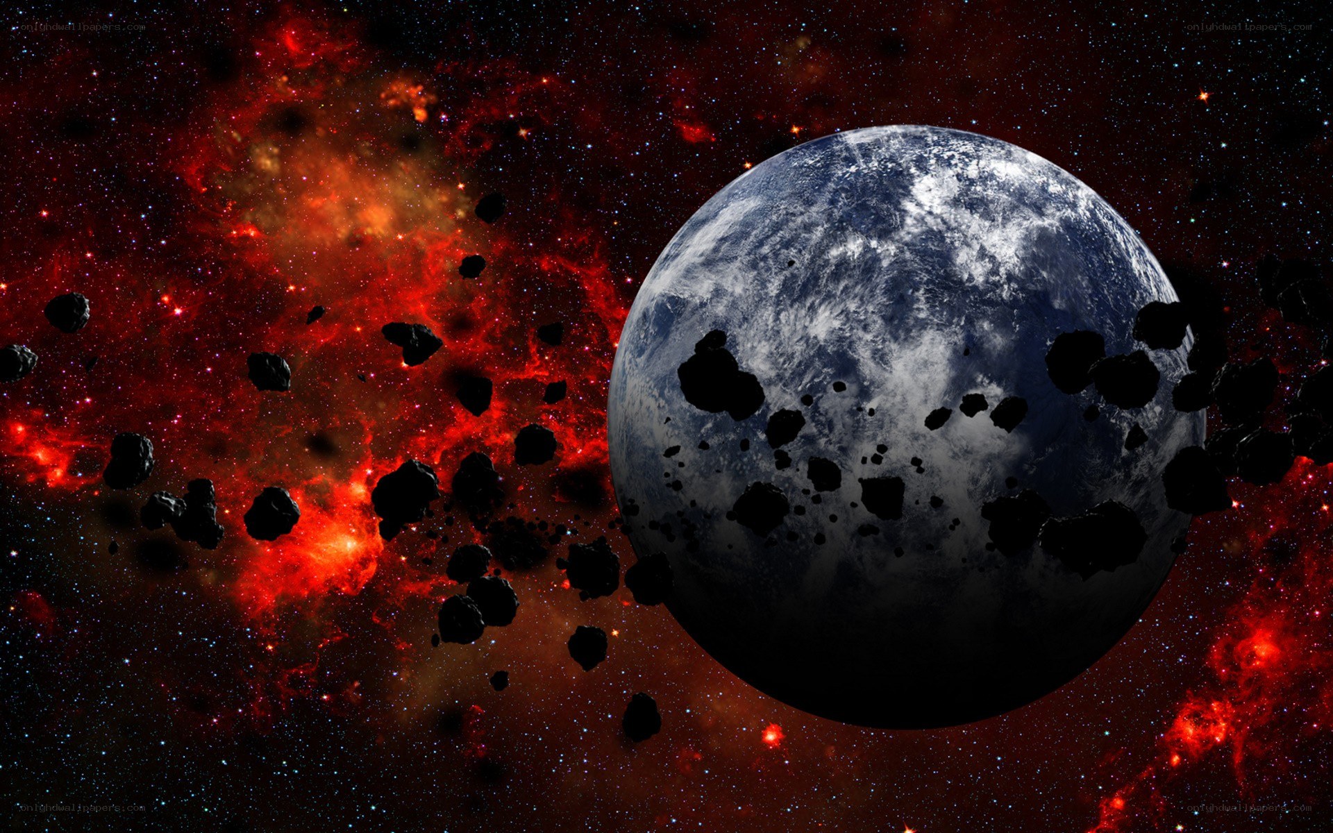 Asteroid storm near a planet