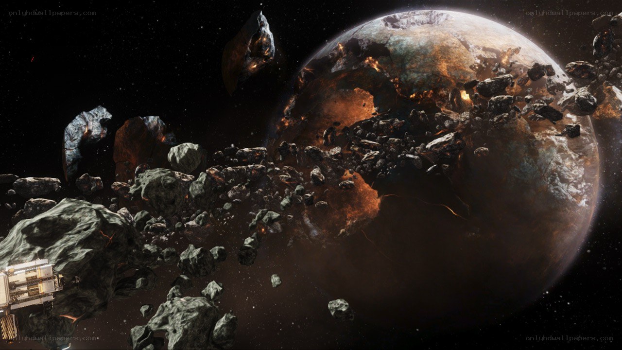 Asteroid storm near a planet