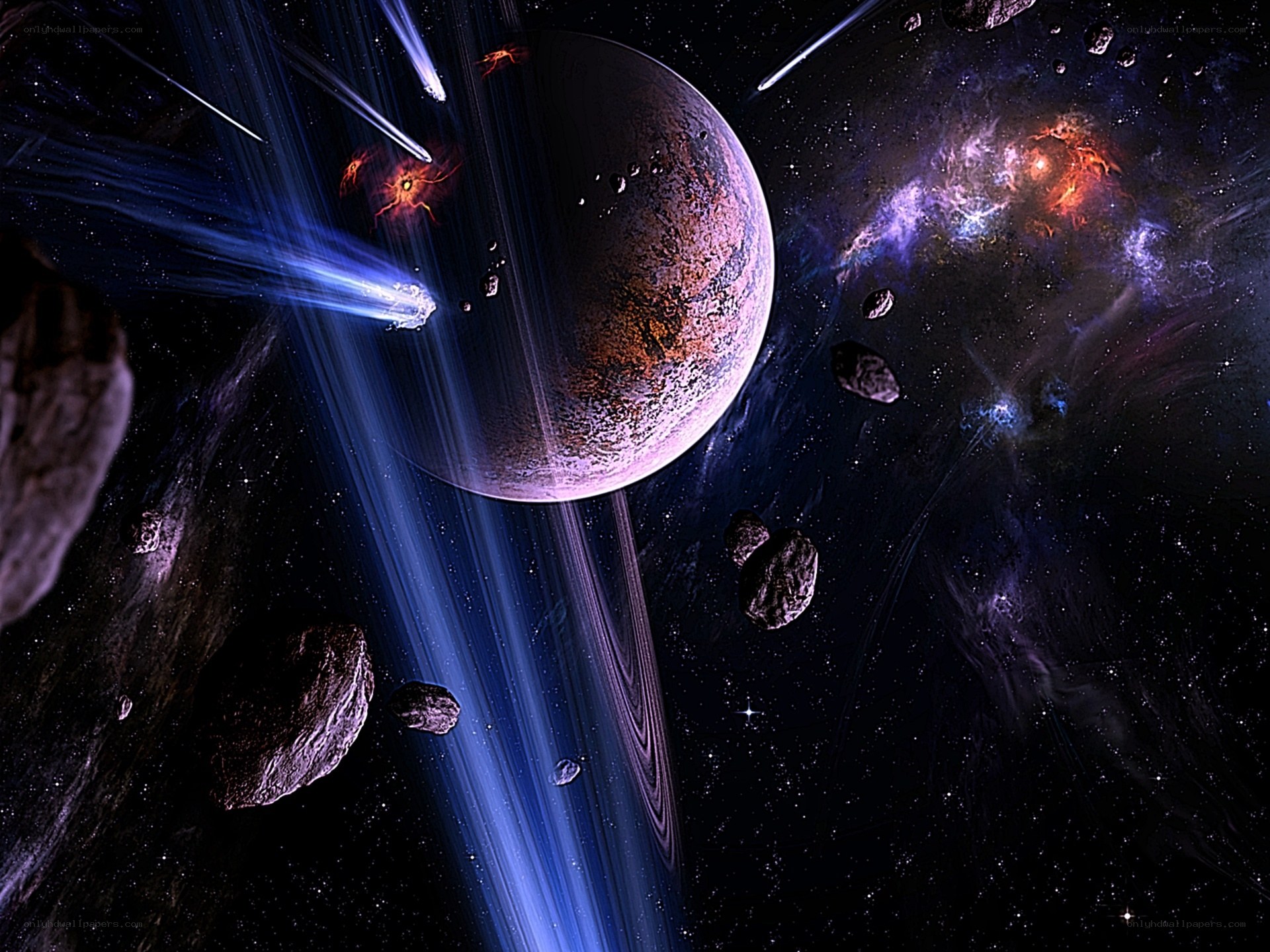 Asteroid storm near a planet