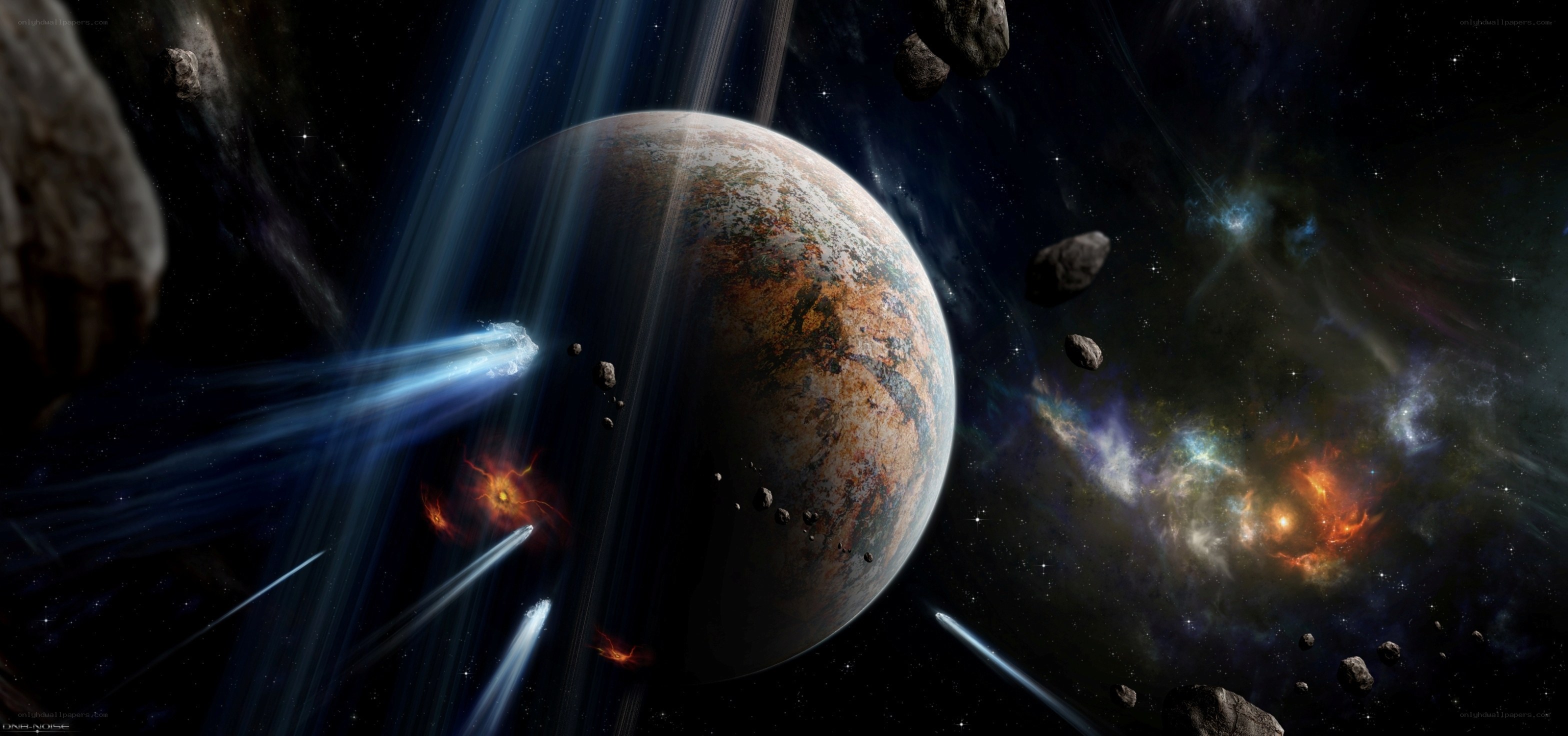 Asteroid storm near a planet