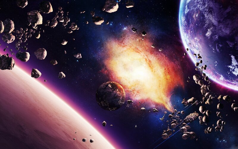 Asteroid storm near planets