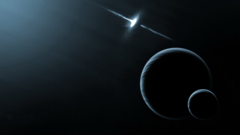 Asteroid streaking past planets