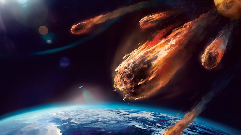 Asteroids Approaching Earth — Blue, Dramatic