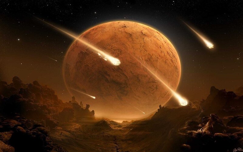 Asteroids Hitting Planet — Brown