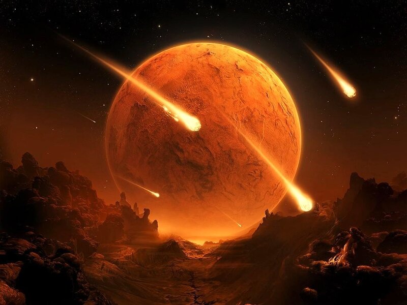 Asteroids Hitting Planet — Orange