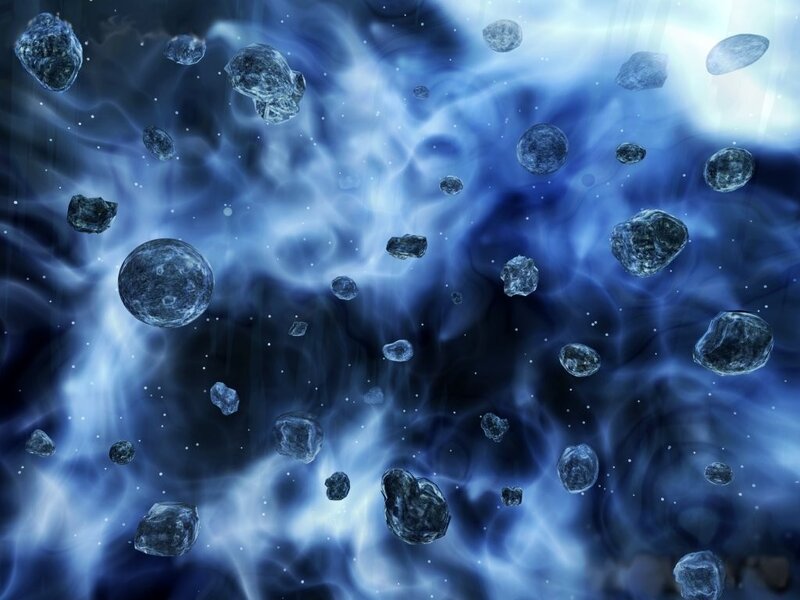 asteroids in a nebula