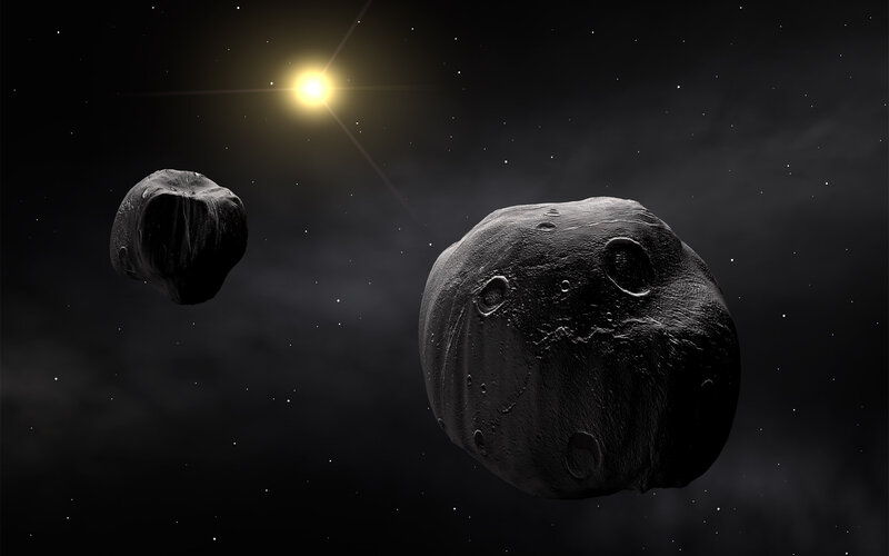 Asteroids in Space — Black, Dark, Night