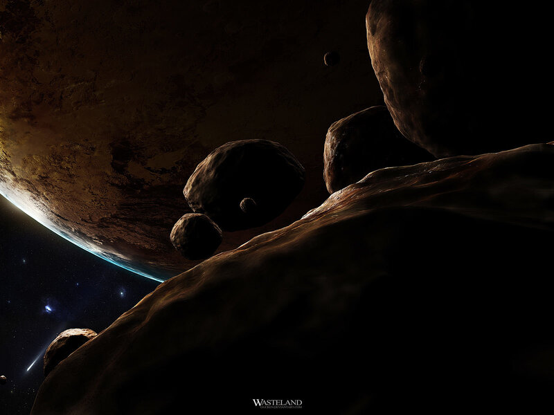 Asteroids in Space — Brown, Dramatic, Night